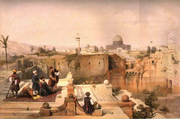 Prayer inMosque of Omar, Jerusalem, 1840. Oil Painting by David Roberts