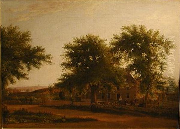 A Rural Homestead near Boston Oil Painting by Samuel Lancaster Gerry