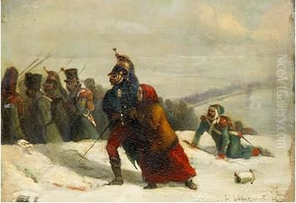 Retreat from Moscow Oil Painting by Slingeneyer, Ernest