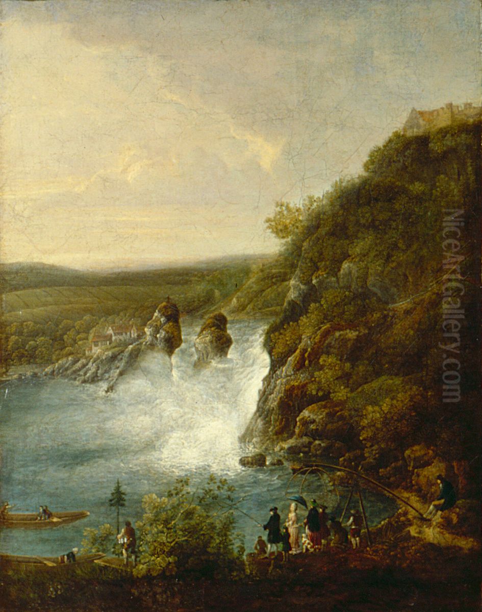 Der Rheinfall vom Zurcher Ufer aus Oil Painting by Johann Jakob Schalch