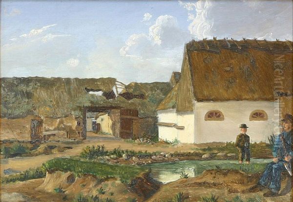 A farm in Valby. Oil Painting by Vilhelm Arnesen
