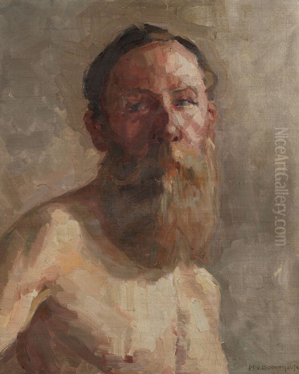 Bildnis eines bartigen Mannes mit freiem Oberkorper Oil Painting by Mathilde von Bodenhausen