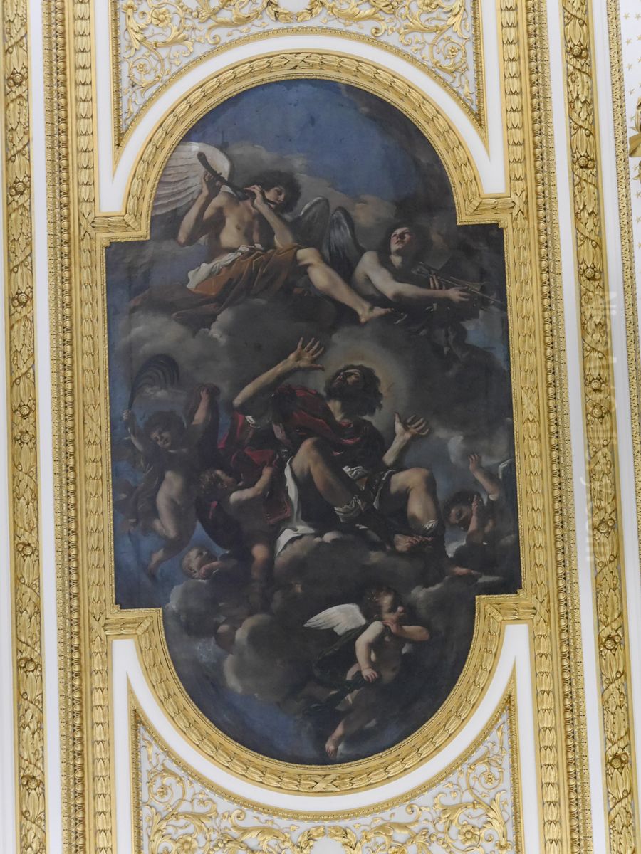 Saint Chrysogonus borne to heaven by angels Oil Painting by Giovanni Francesco Barbieri
