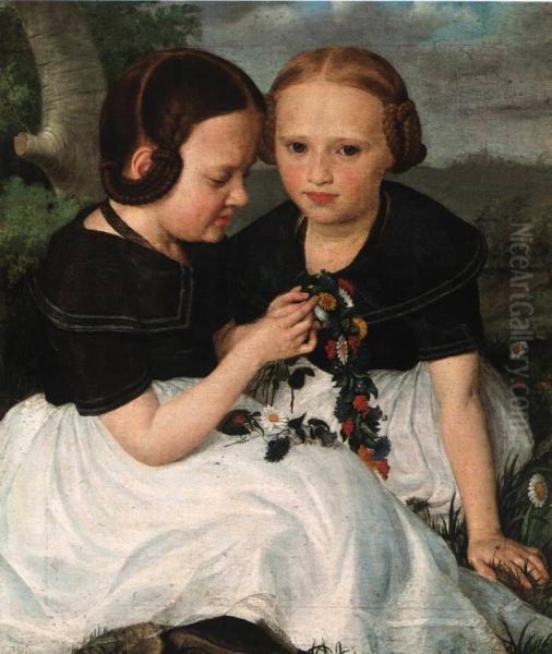 Zaytsev sisters Oil Painting by Platon Tiurin