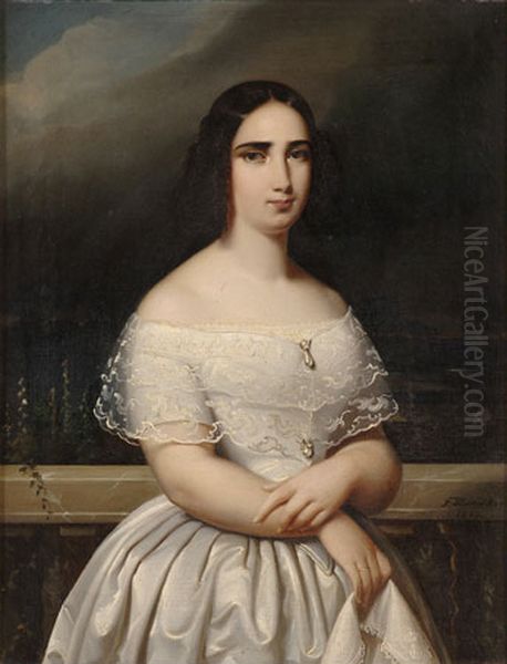 Portrait of Cecilia of Sweden (1807-1844) Oil Painting by Theodor Hamacher