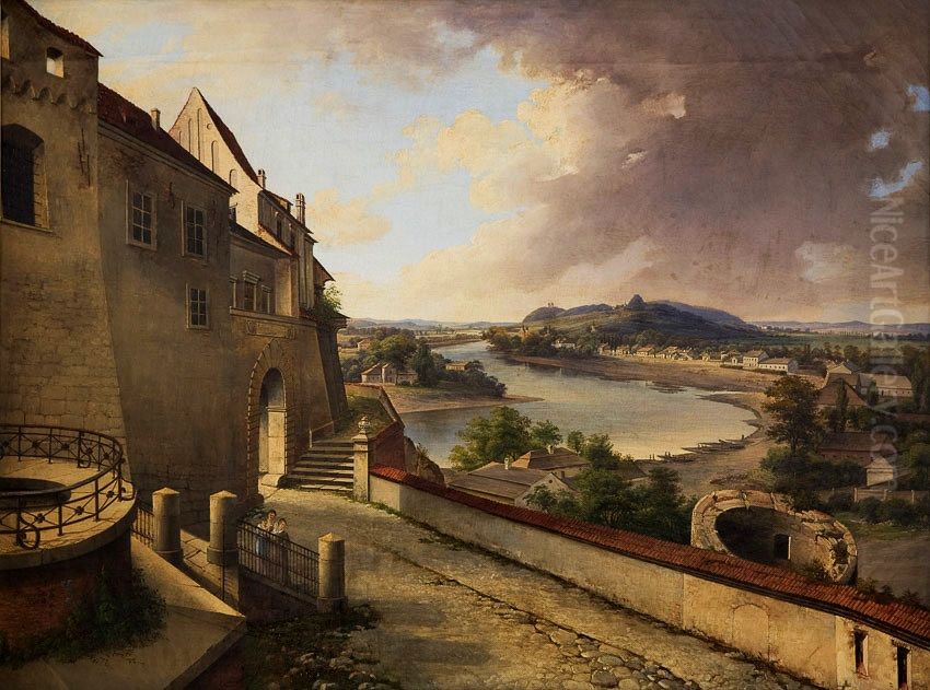 Widok z Wawelu na kopiec Kosciuszki Oil Painting by Jan Nepomucen Glowacki