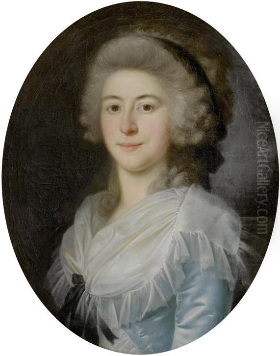 Bildnis Rosina Hartmann, Gattin des Niklaus Bernhard Morell (1754-1835), Salzbuchhalter, des Grossen Rats 1795, Obmann derReismusketen-Schutzengesellschaft1799, Salzhandlungsverwalter 1824. Oil Painting by Anton Hickel