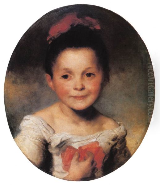 Portrait of a Little Girl Oil Painting by Karoly Brocky