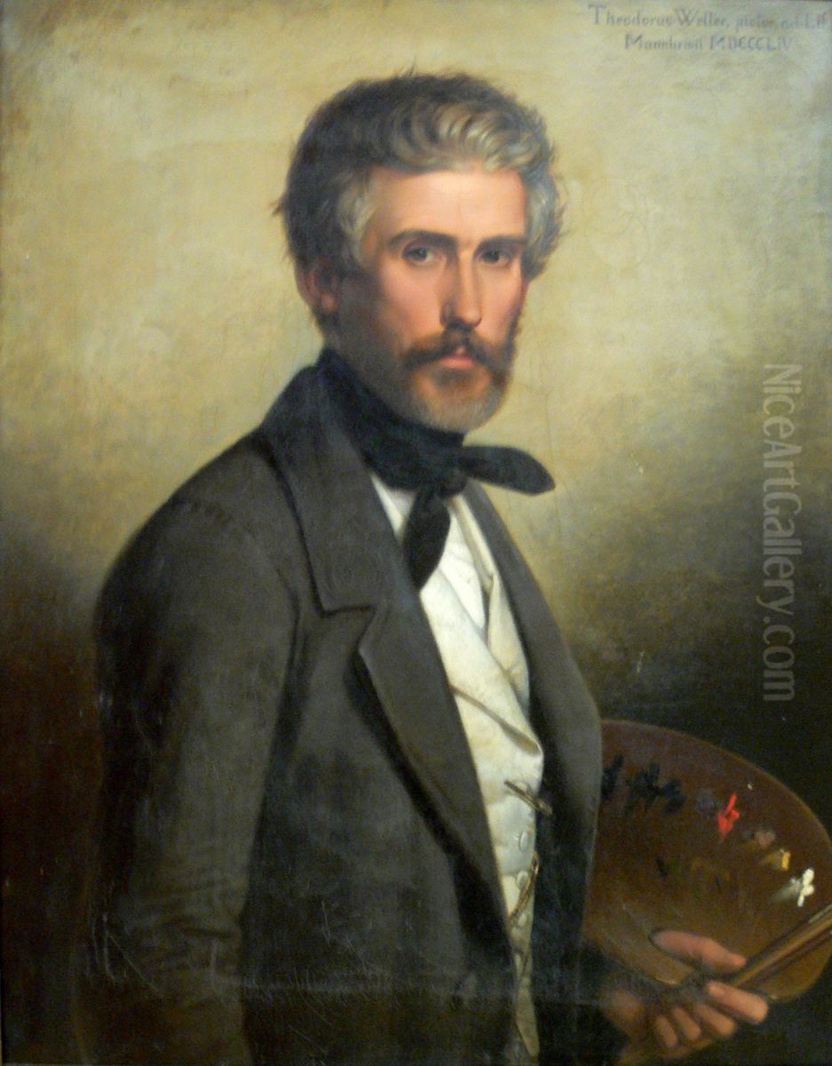 Self-portrait Oil Painting by Theodor Leopold Weller