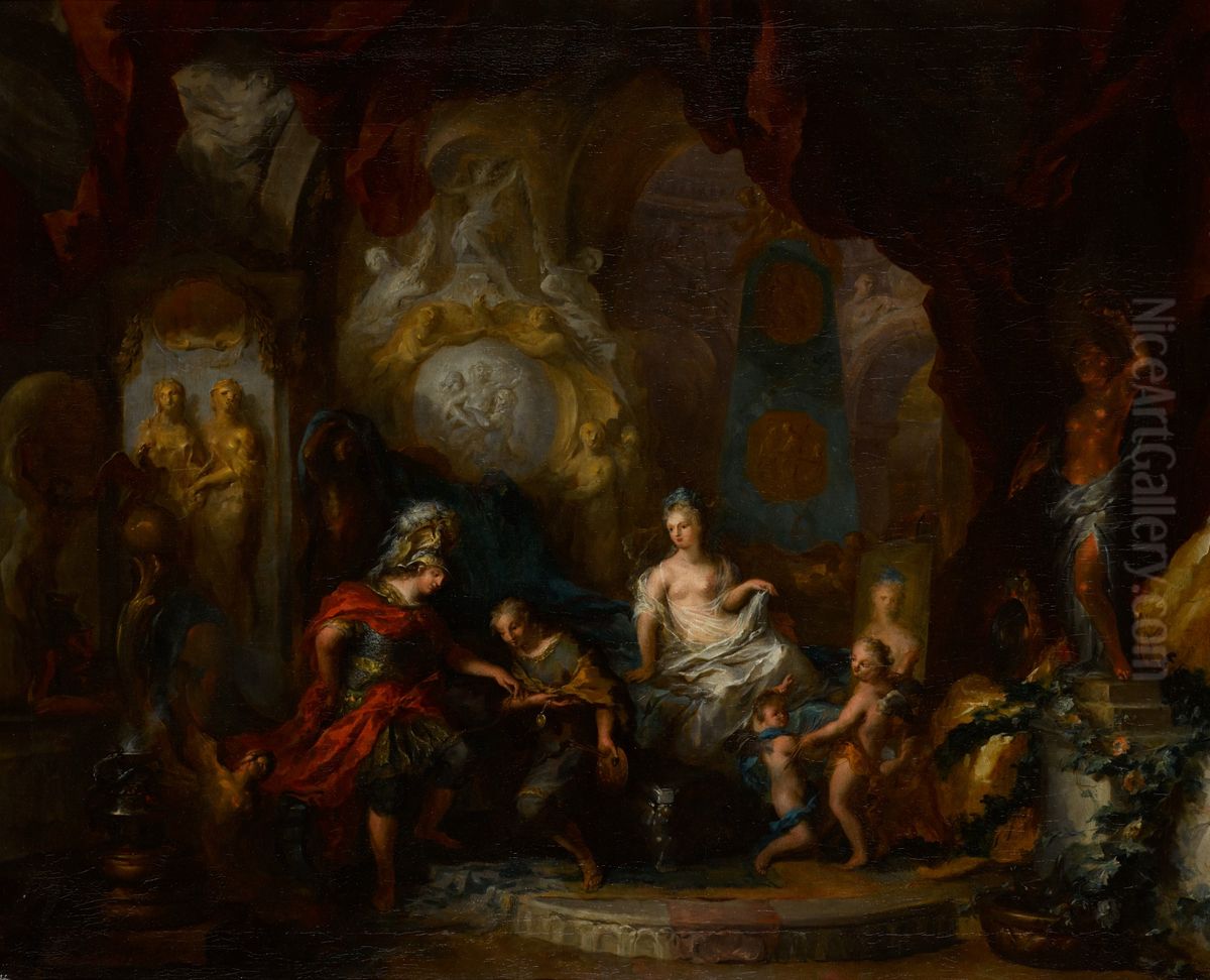 Apelles before Alexander the Great and Campaspe Oil Painting by Ottmar Elliger the Younger