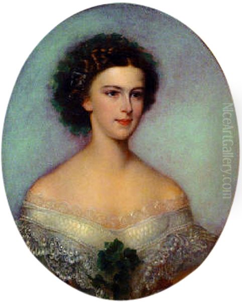 Portrait of Empress Elisabeth of Austria (1837-1898) Oil Painting by Amanda Bergstedt
