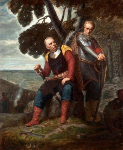 Sword-bearer and Waclaw Oil Painting by Leon Kaplinski