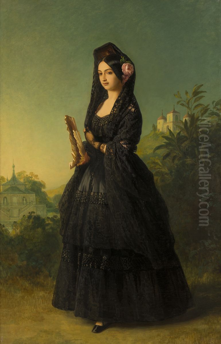 Marie-Louise-Ferdinande de Bourbon, duchesse de Montpensier (1846-1897) Oil Painting by Franz Xavier Winterhalter Marie-Louise-Ferdinande de Bourbon, duchesse de Montpensier (1846-1897) Oil Painting by Franz Xavier Winterhalter