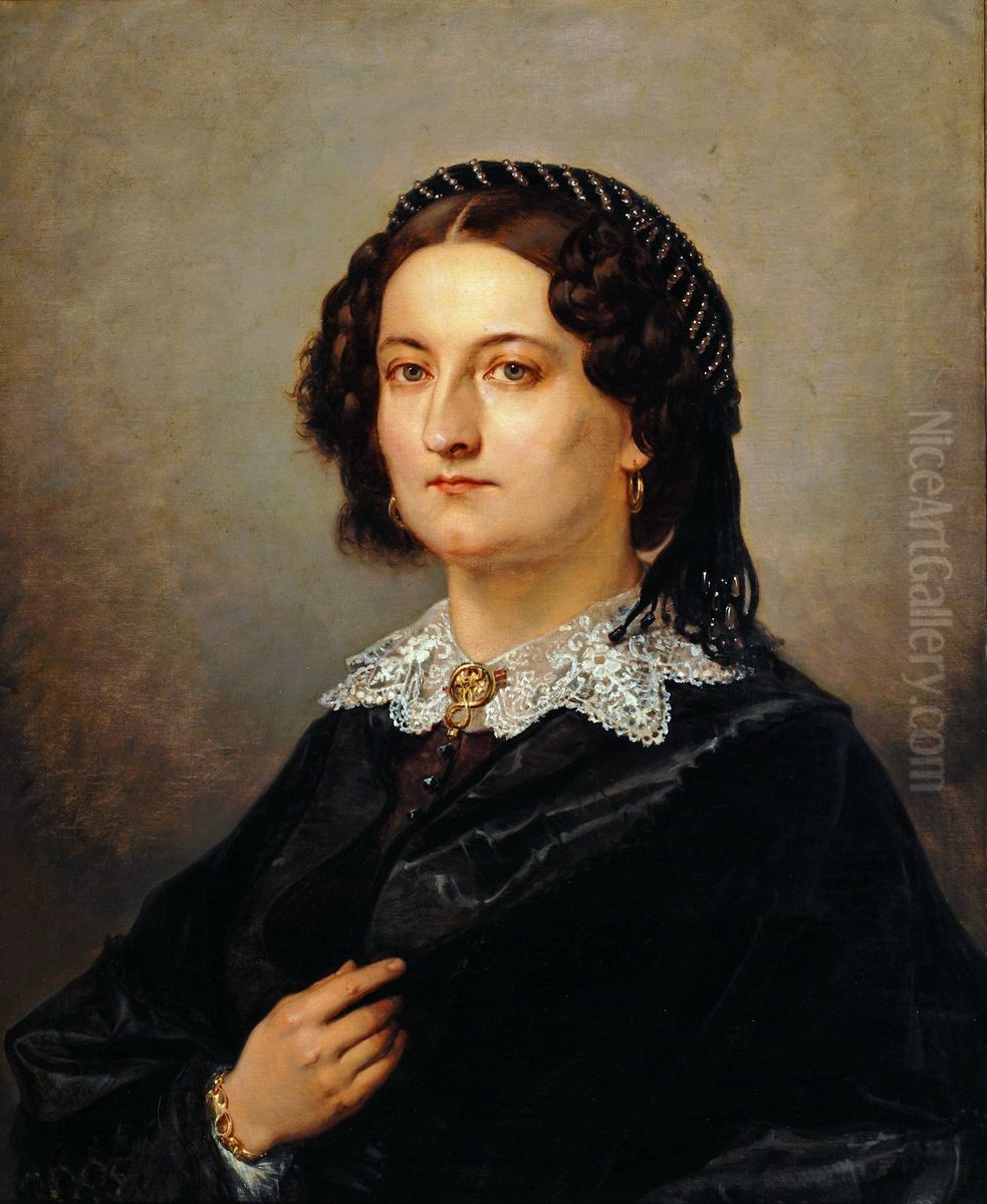 Portret Wiktorii Kosinskiej - zony komisarza krakowskiego Oil Painting by Jan Matejko