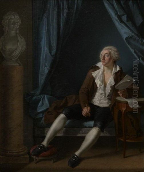 Portrait of Charles-Albert Demoustier Oil Painting by Jean-Jacques-Francois Le Barbier
