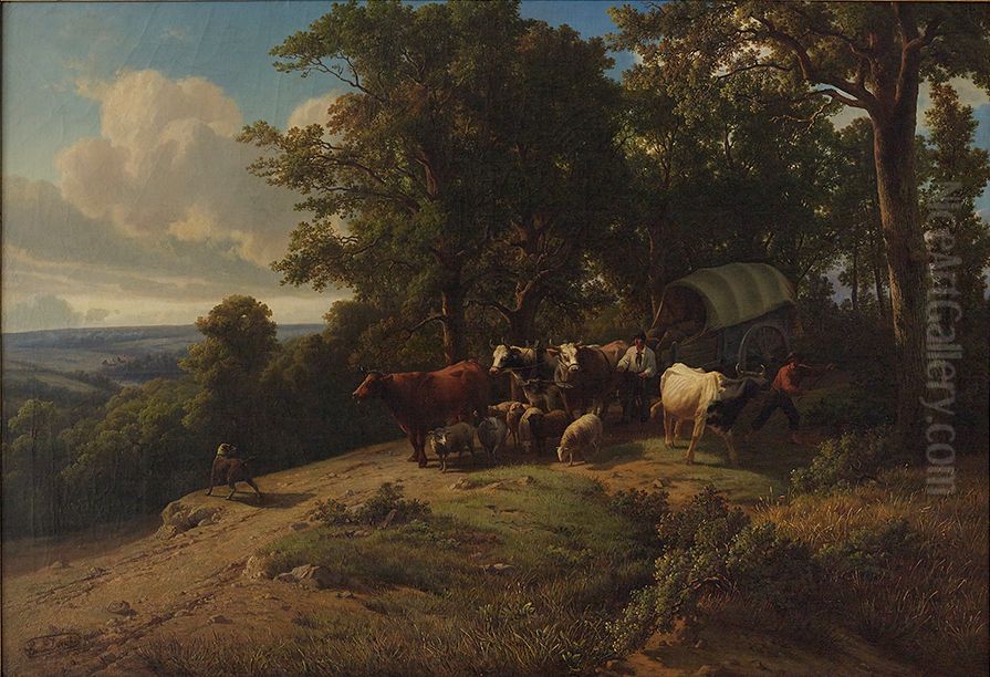 Off to the market Oil Painting by Louis Derickx