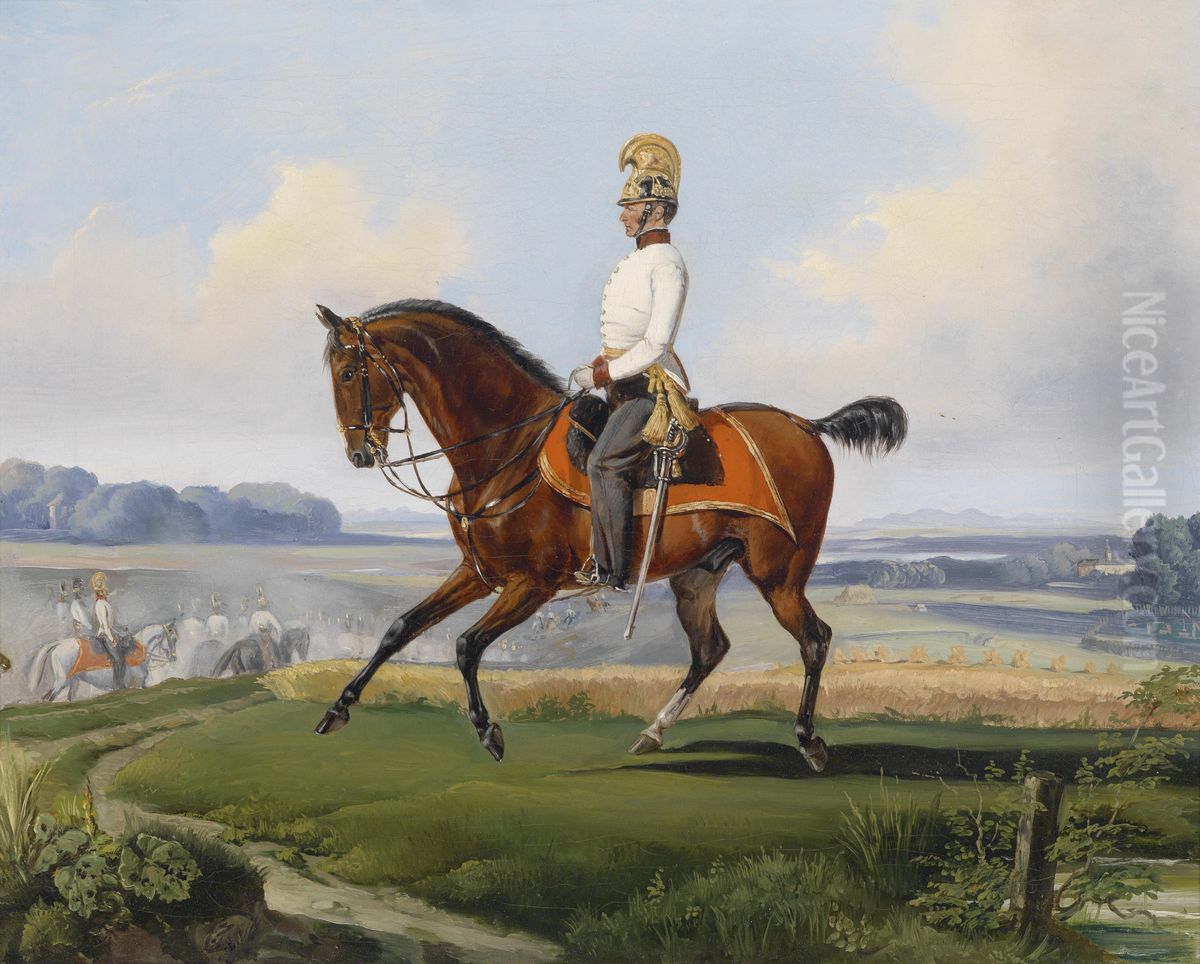 Oberleutnant Theodor von Klein zu Pferde Oil Painting by Albrecht Adam