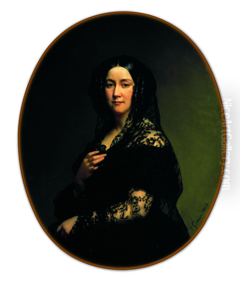 Portrait de la Comtesse Adolphe de Rouge nee Marie de Saint-Georges de Verac Oil Painting by Charles Gomien