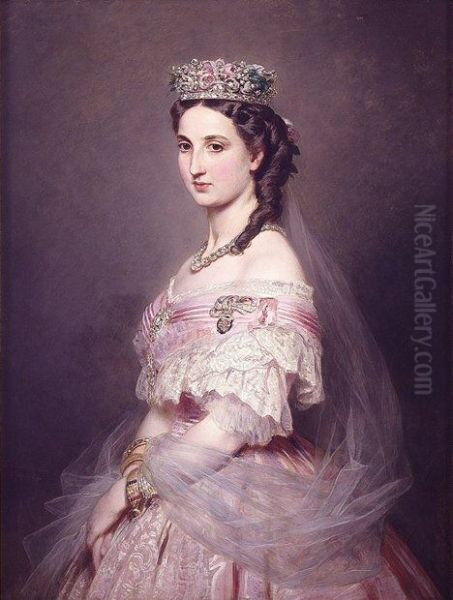 Portrait ofCharlotte of Belgium(1840-1927) Oil Painting by Franz Xaver Winterhalter