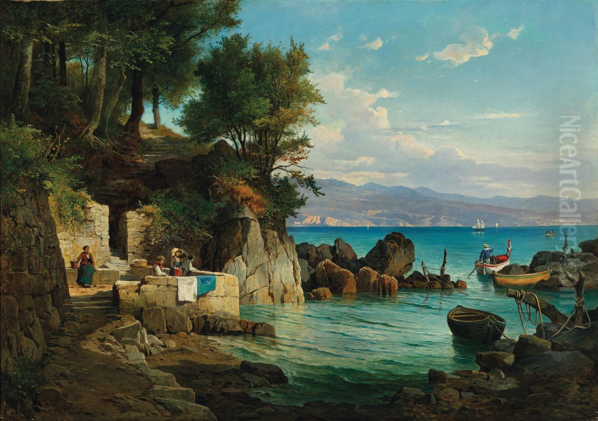 Bay in Abbazia Oil Painting by Leopold Munsch