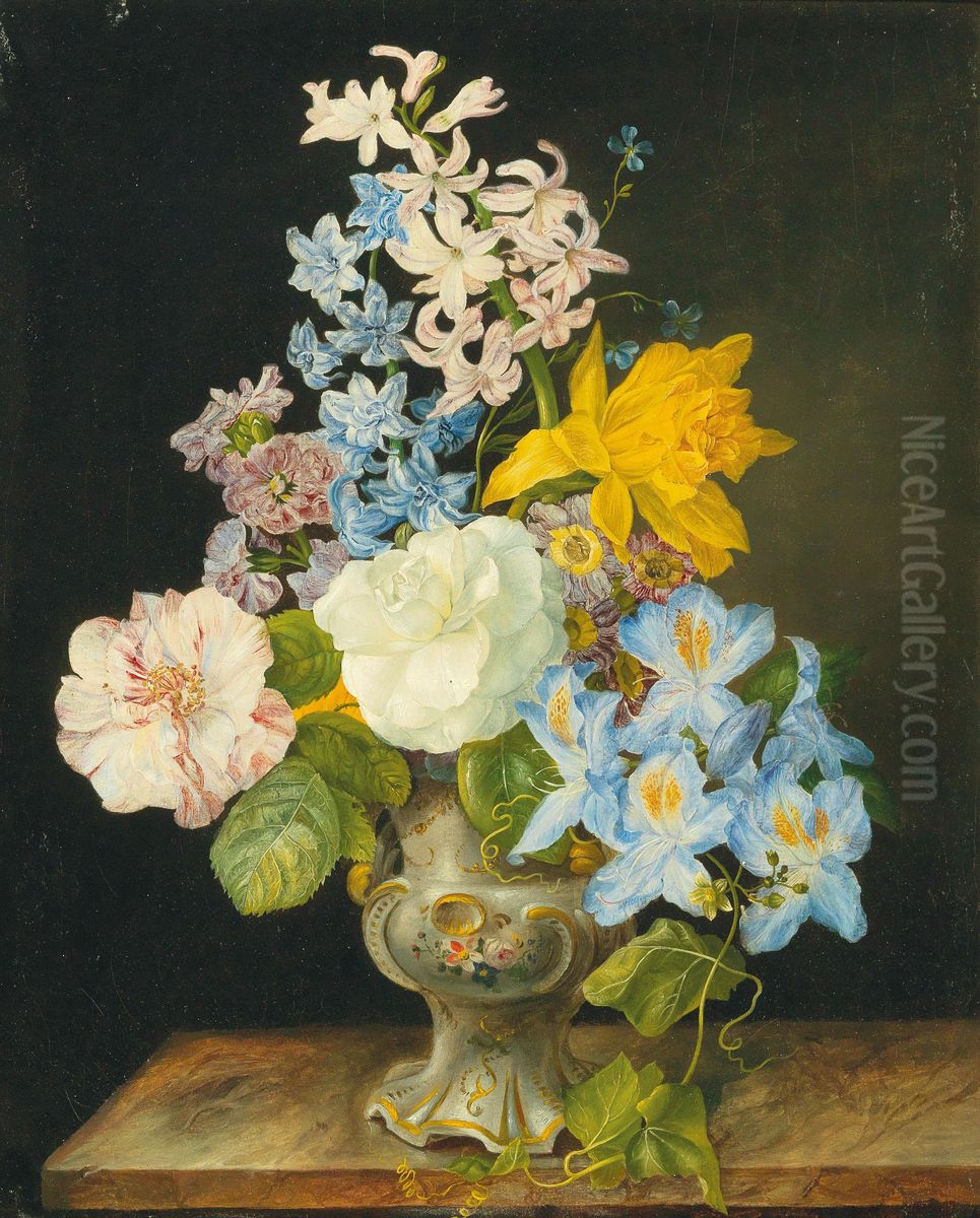 Blumenstrauss in einer Porzellanvase Oil Painting by Franz Xaver Petter