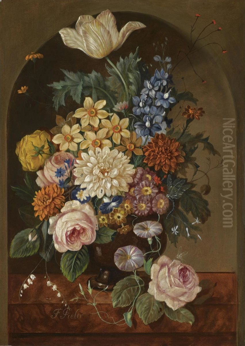 Blumenstillleben Oil Painting by Franz Xaver Pieler