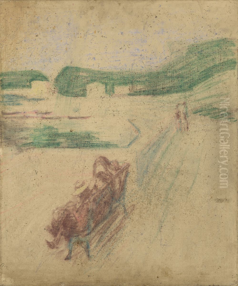 Children on a Bench Oil Painting by Edvard Munch