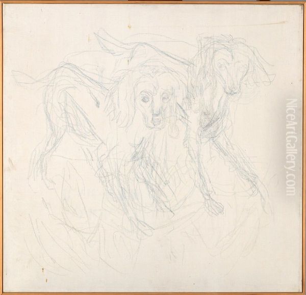 Two Dogs Oil Painting by Edvard Munch