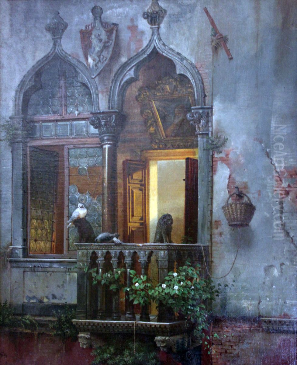 Window of a Venetian Palace Oil Painting by Friedrich Nerly