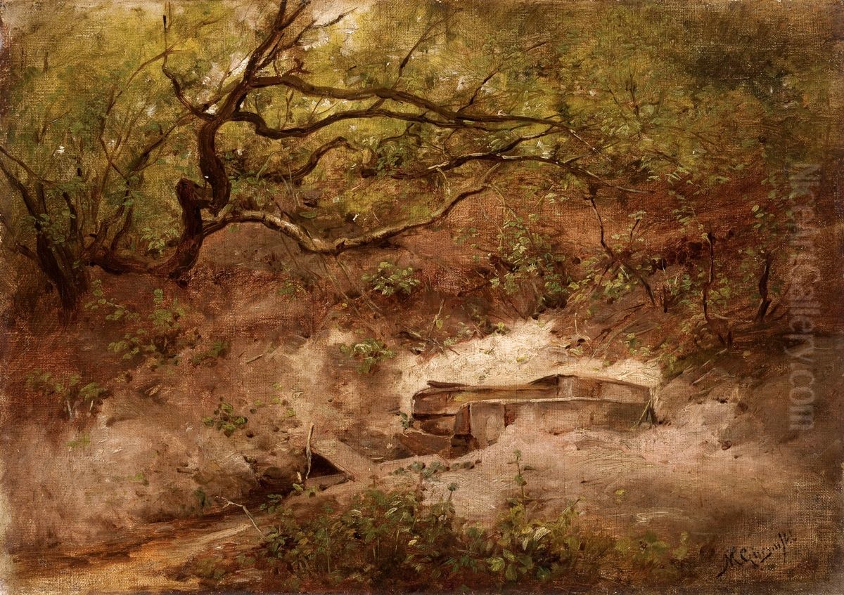 Apple-tree over stream. Oil Painting by Maksymilian Gierymski