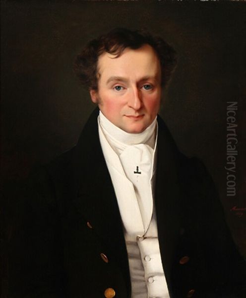 Portraet af Carl Anthon Hyllested. Oil Painting by Louis Aumont