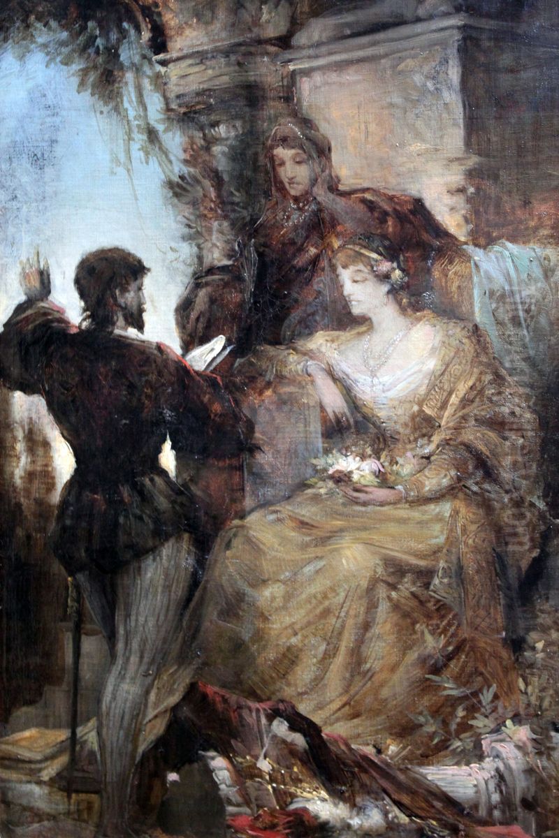Tasso and Eleonore d'Este Oil Painting by Hans Makart