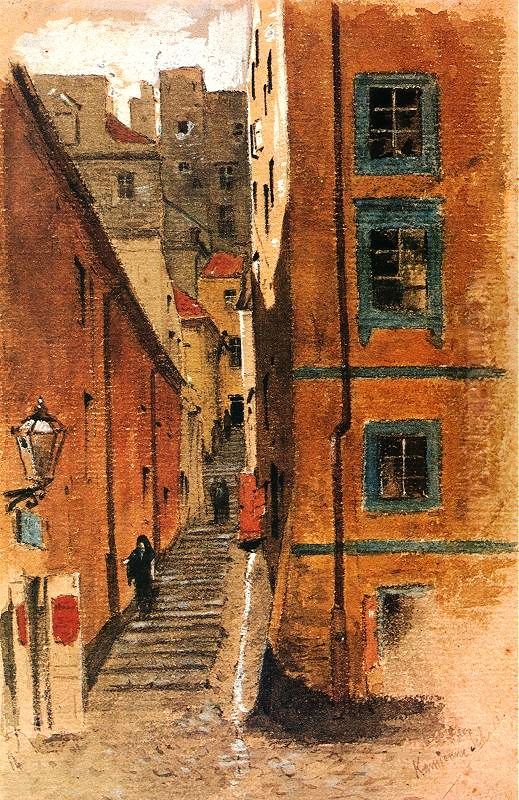 Stone Stairs Street in Warsaw. Oil Painting by Maksymilian Gierymski