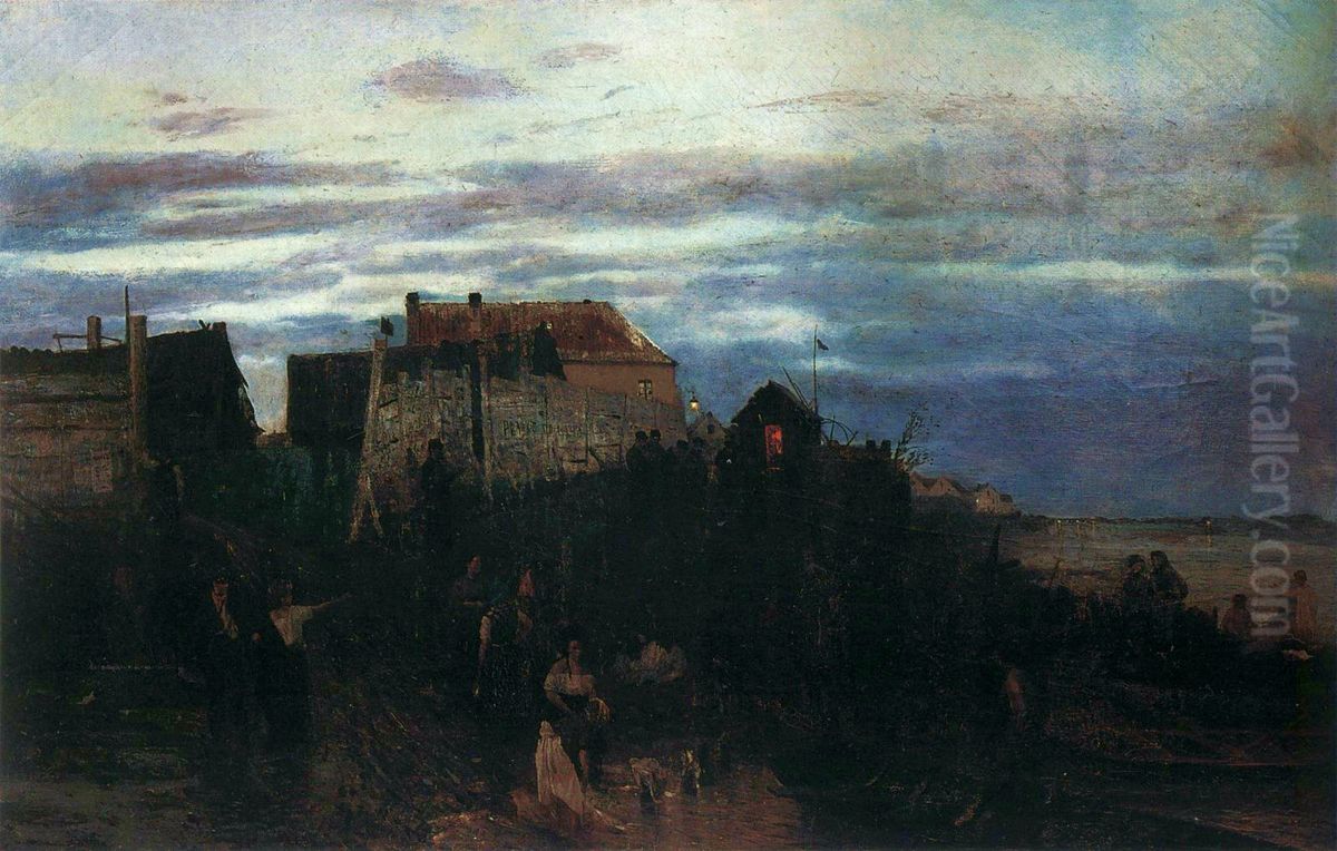 Jewish prayers on shabbat day. Oil Painting by Maksymilian Gierymski