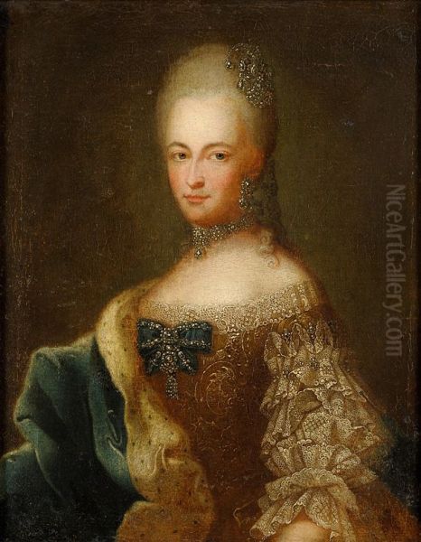Portrait ofTherese of Brunswick-Wolfenbuttel(1728-1778) Oil Painting by Johann Georg Ziesenis