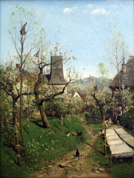Spring in the village Oil Painting by Karl Buchholz