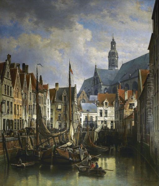 View of theKoolvlietin Antwerp Oil Painting by Jan Michiel Ruyten