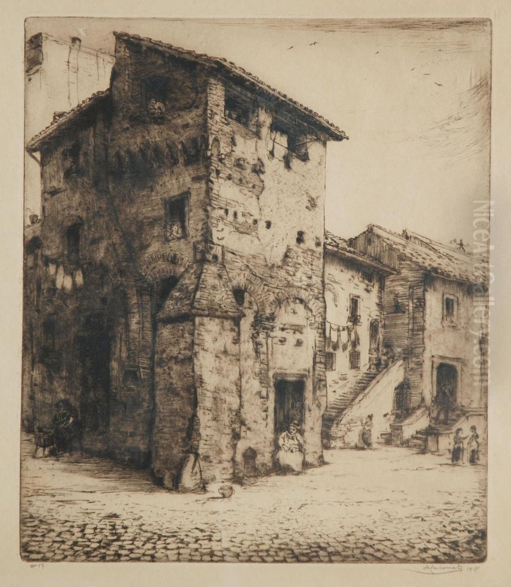 Piazza Santa Cecilia Oil Painting by Antonio Carbonati