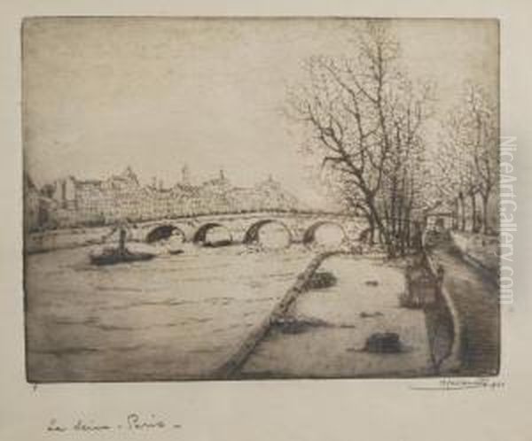 La Seine Oil Painting by Antonio Carbonati
