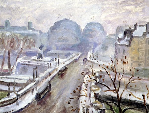 Pont Neuf sous la neige Oil Painting by Albert Marquet