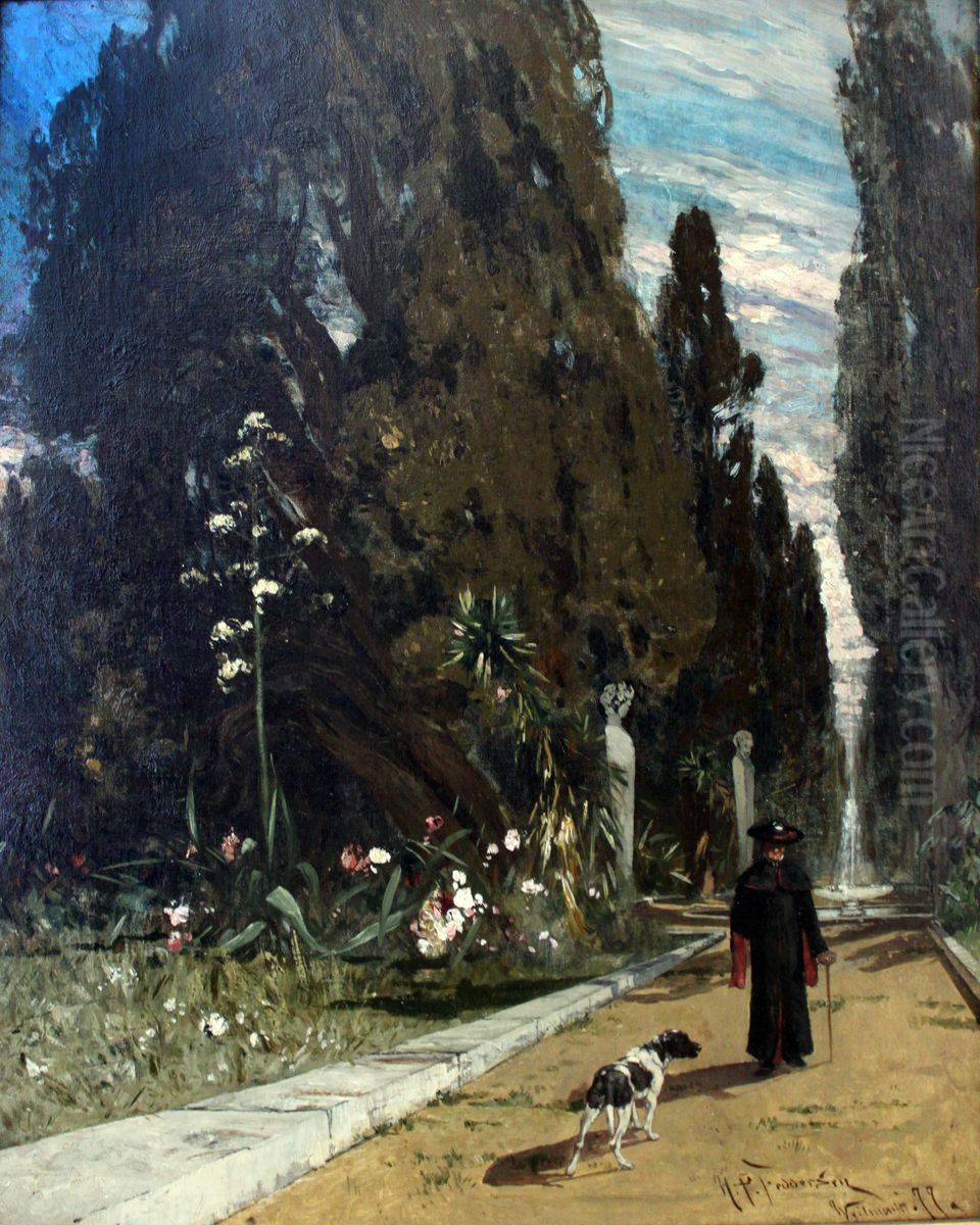 Roman landscape (Tivoli) Oil Painting by Hans Peter Feddersen