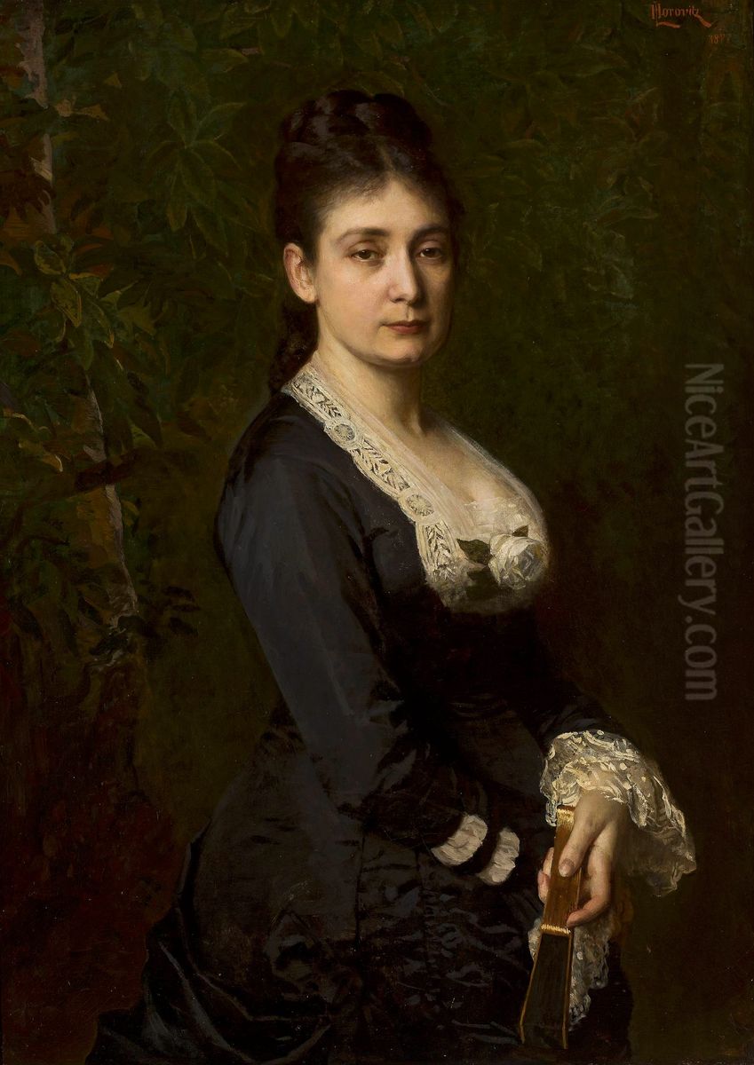 Portrait of Mina Fajans (1841-1933). Oil Painting by Leopold Horovitz