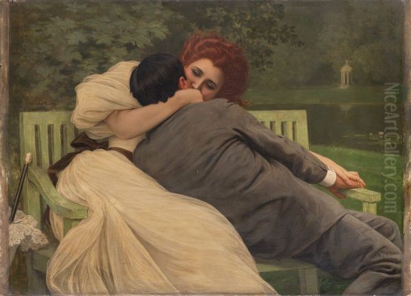The Kiss Oil Painting by Jan van Beers