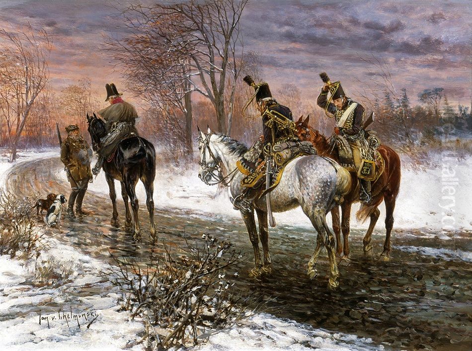 Pytanie o droge Oil Painting by Jan Chelminski