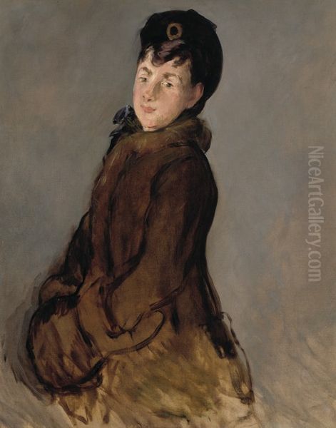 Portrait d'Isabelle Lemonnier avec un manchon Oil Painting by Edouard Manet