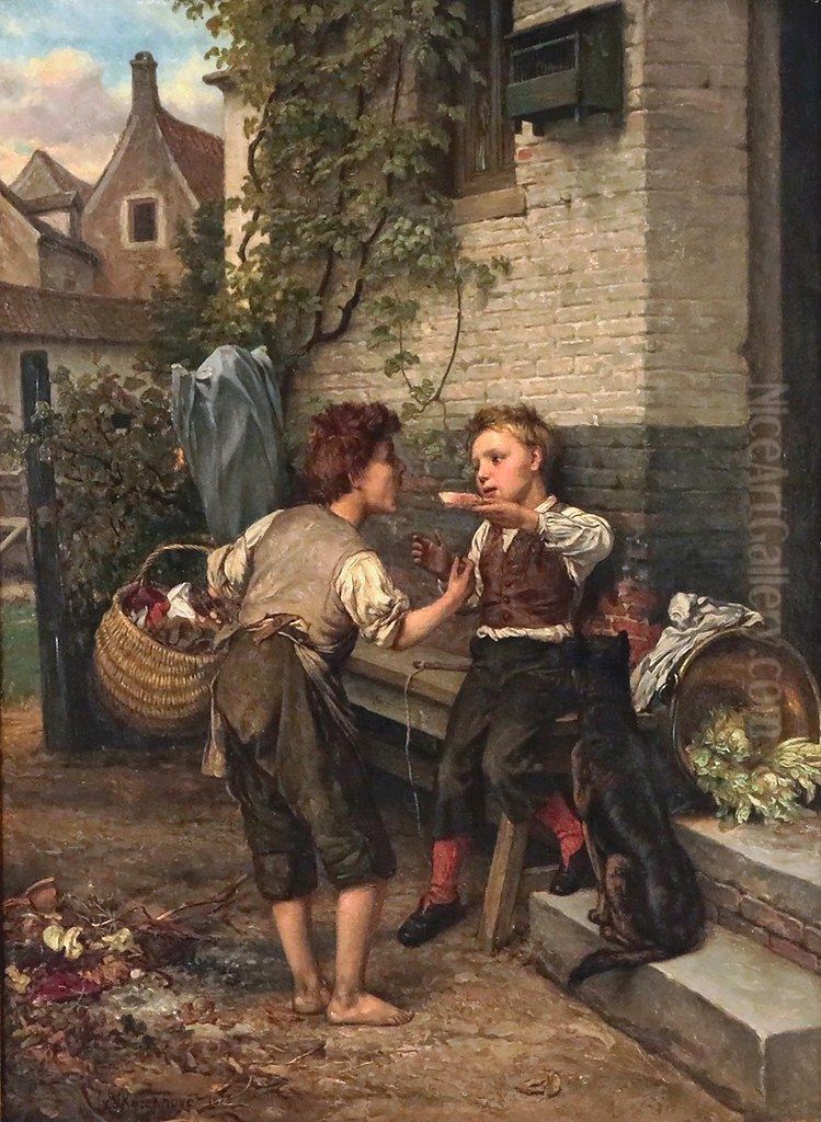 Sharing with a Friend Oil Painting by Ernest van den Kerckhove