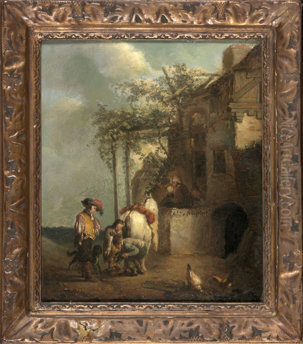 At the farrier's Oil Painting by Adriaan De Braekeleer