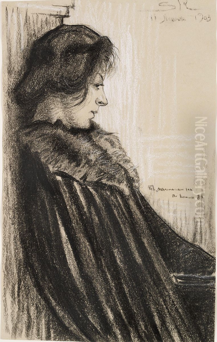 Profile portrait of Marie Kroyer. Oil Painting by Peder Severin Kroyer