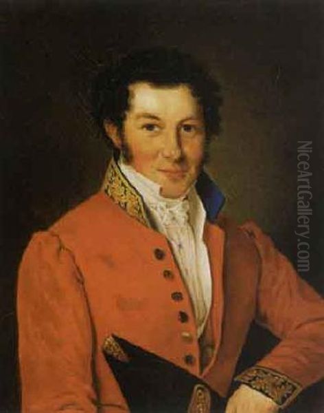 Johannes Eilert Steenfeldt in uniform. Oil Painting by Louis Aumont