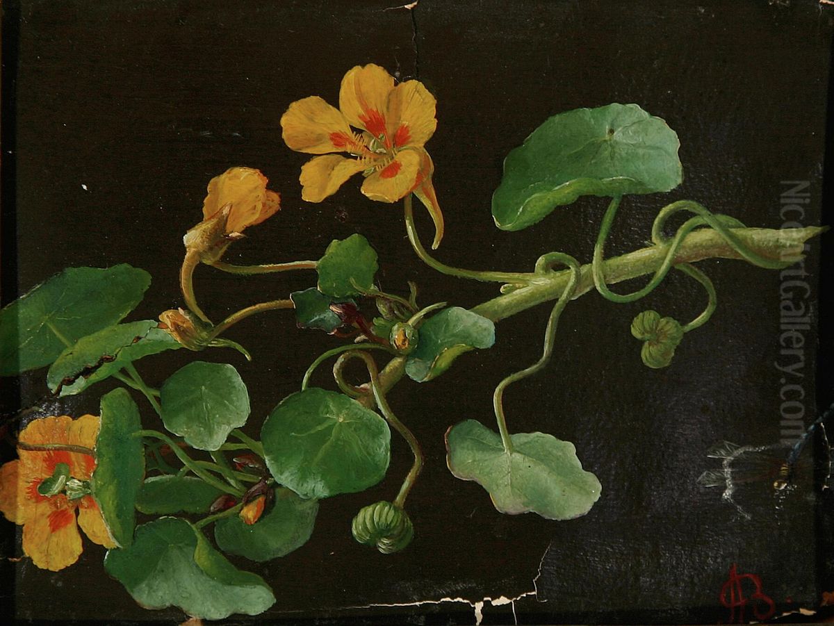 Trumpet vine. Oil Painting by Alfrida Baadsgaard